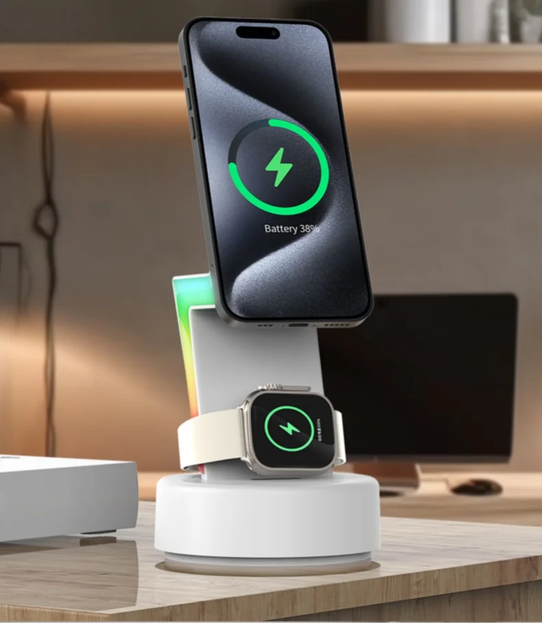 Lightning three-in-one wireless charging phone watch Bluetooth headset fast charging charger