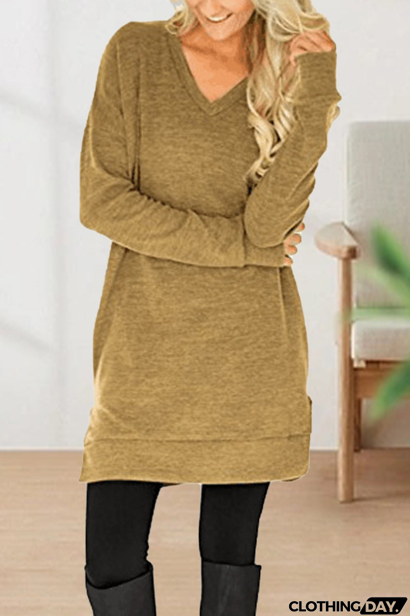 Casual Solid Solid Color V Neck T-Shirts