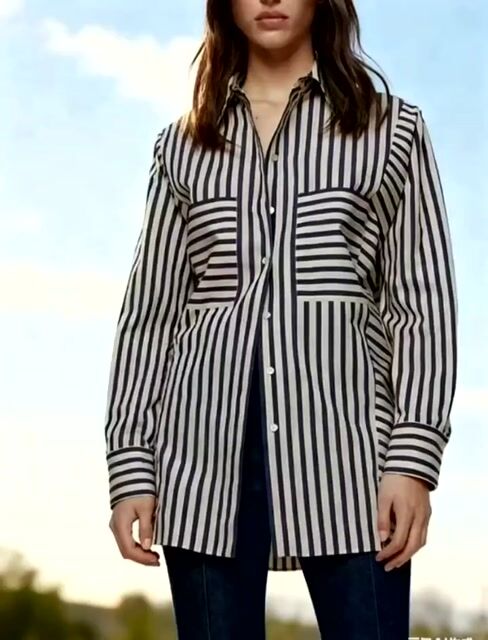 Plus Size Asymmetrical Striped Patchwork Shirts Spring