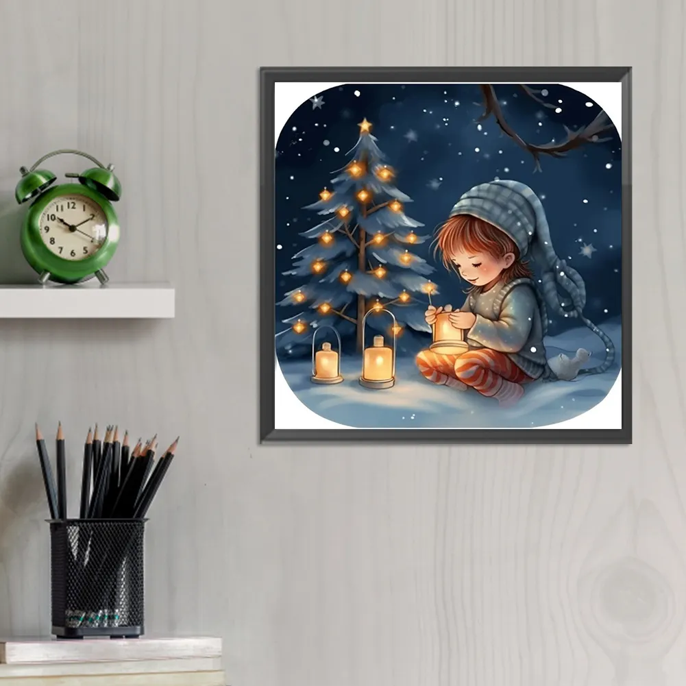 Full Round Diamond Painting 30*30cm - Snow Guard Night