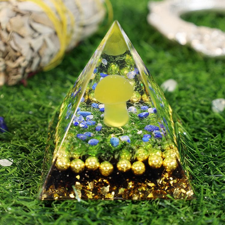 FREE Today: "Fantasy Dream" - Peridot Mushroom Orgone Pyramid