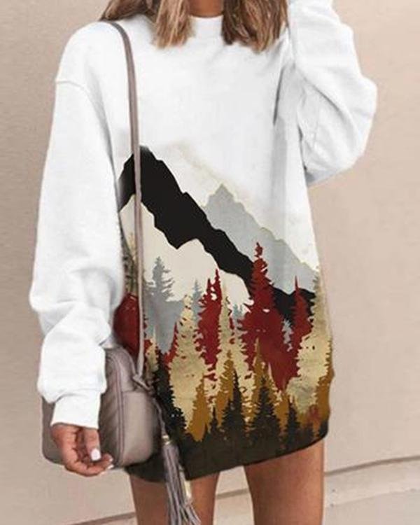Women Print Daily Long Sleeves Sweatshirt