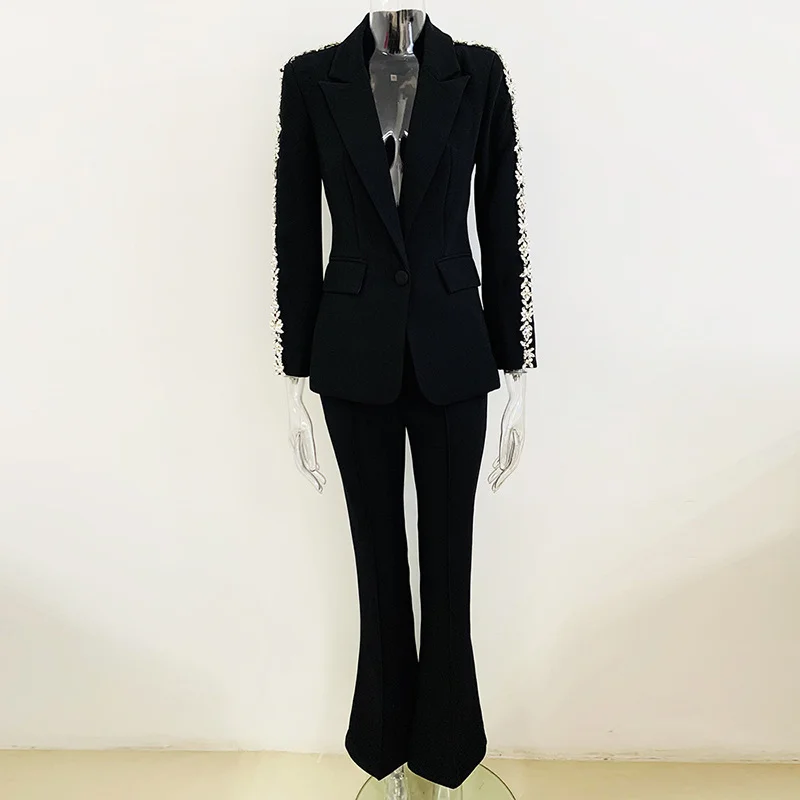 Nigikala Nigikala Fashion New Heavy Industry Nails Studded Suit Micro-Thorn Trousers Set Two Sets