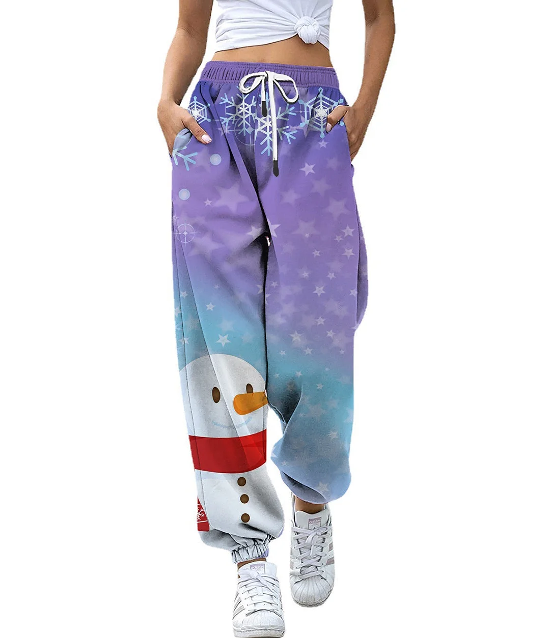 Christmas  Printed Loose Casual Sports Harem Pants