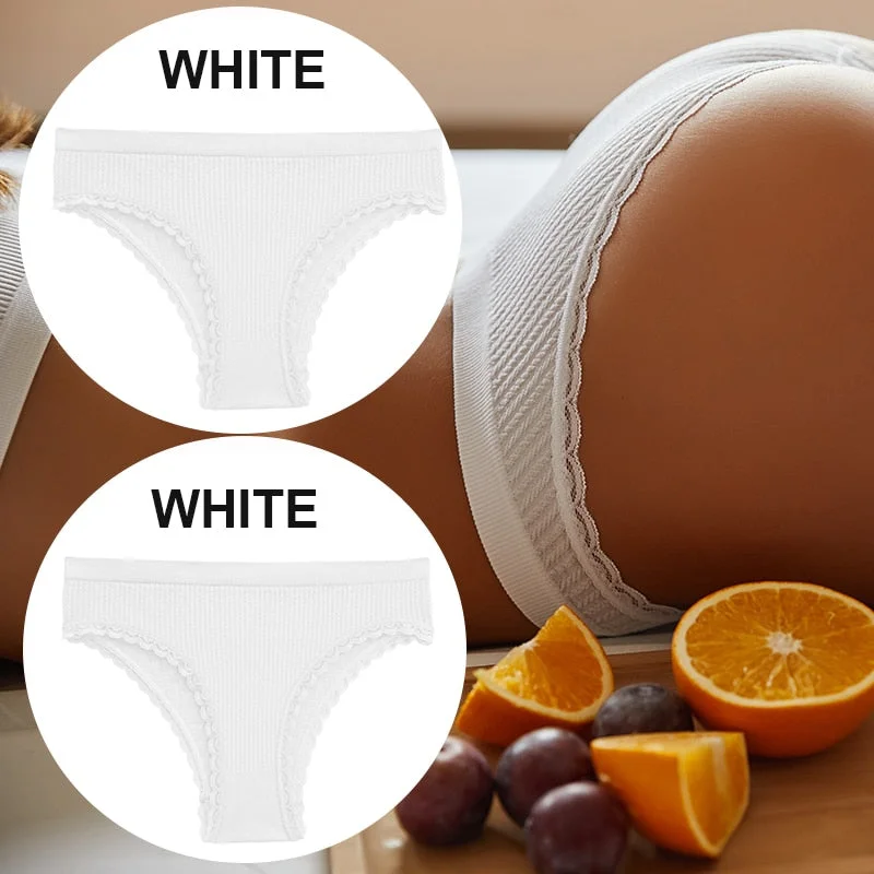 FINETOO 2PCS/Set Women Lace Seamless Sexy Panties 6 Solid Color Brazilian Panty Girl Briefs Lingerie Underpant M-2XL Underwear