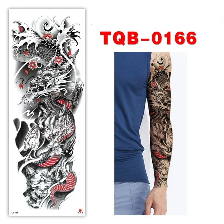 Full Arm Series Temporary Tattoo Full Arm Tattoo Sticker Lasting Waterproof Sweat Flower Arm Full Arm Tattoo Big Picture Sticker