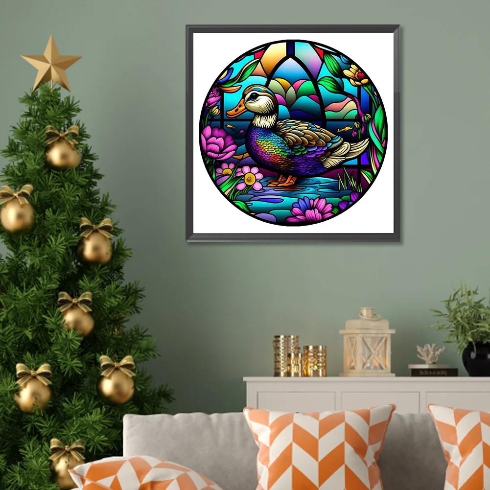 Diamond Painting - Full Round Drill - Stained Glass Duck(Canvas|30*30cm)