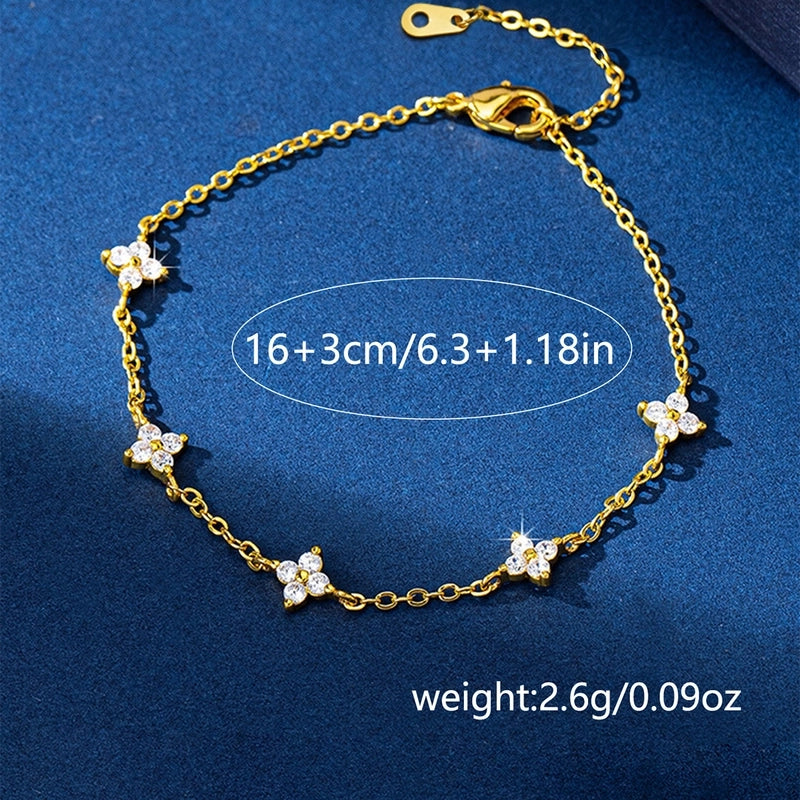 Casual Classic Style Four Leaf Clover Copper Zircon Bracelets