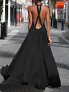 Solid Color Backless Halterneck Maxi Dresses