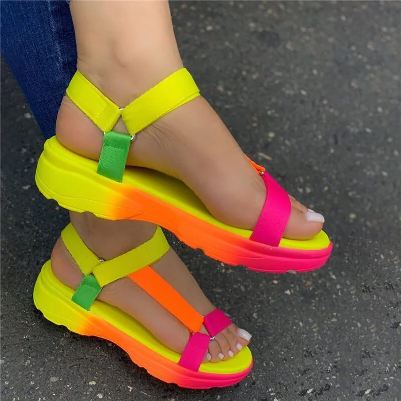 Big Size 43 Multi Colors Casual Shoes Woman Flat Dropship Comfortable Sandals Female