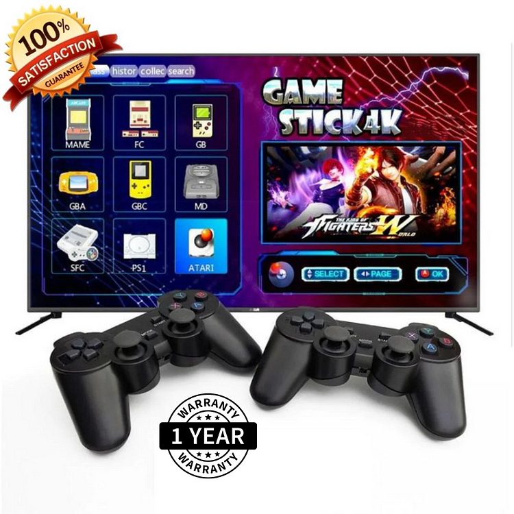 Gamestick Pro (4K + 64 GB) - 10,000 RETRO GAMES + 2 WIRELESS GAMEPADS