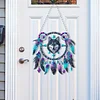 (US Only)2D Flat DIY Diamond Painting Art Pendant Window Hanging Wolf Dream Catcher
