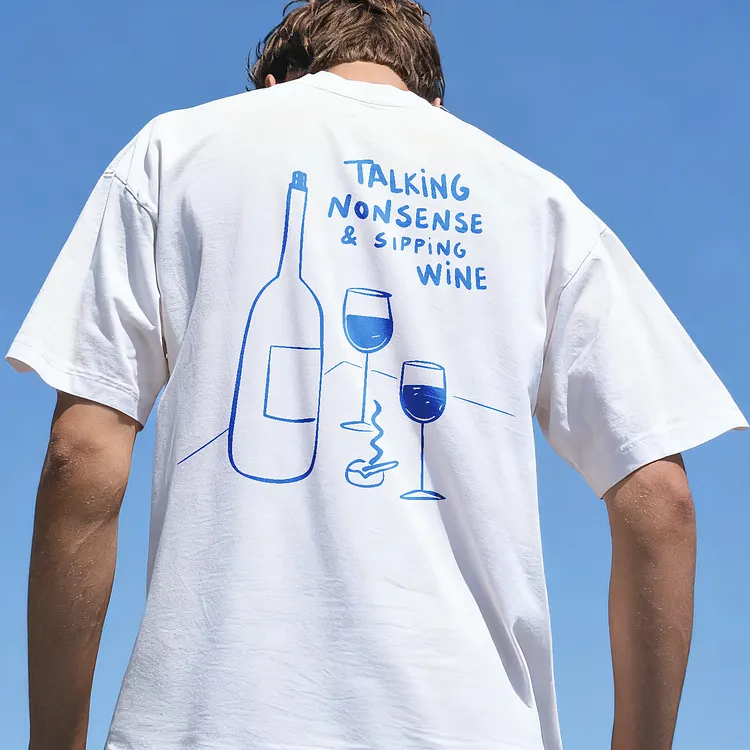 Talking Nonsense & Sipping Wine Printed Men's T-shirt