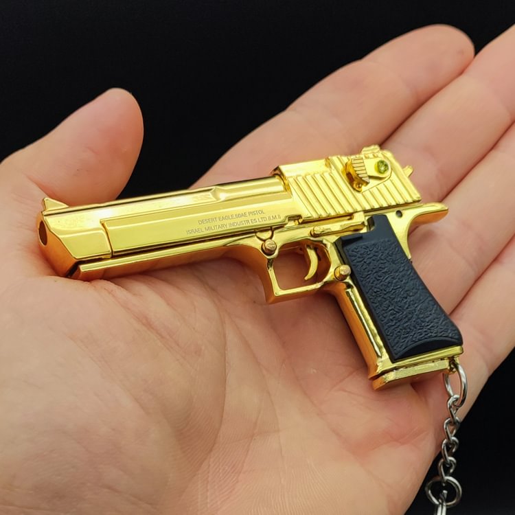 ToyTime Gold Desert Eagle Keychain Fidget Toy Mini Metal Pistol Shape Keychain Toy Gun Model For Gift