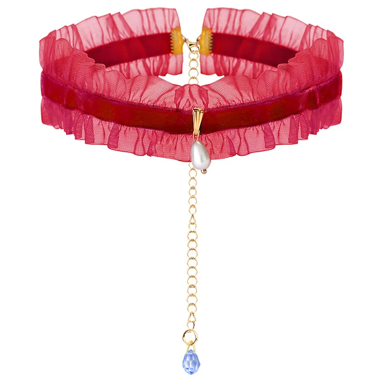 Pleated Collarbone Chain Crystal Neck Chain - Rose Toy