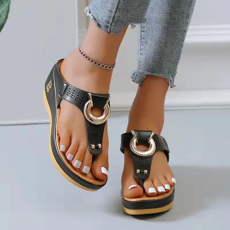 Rome Summer Women Flip Flops Wedges Thick Slippers【Last Day 40% Off 】🔥Buy 2 Free Shipping