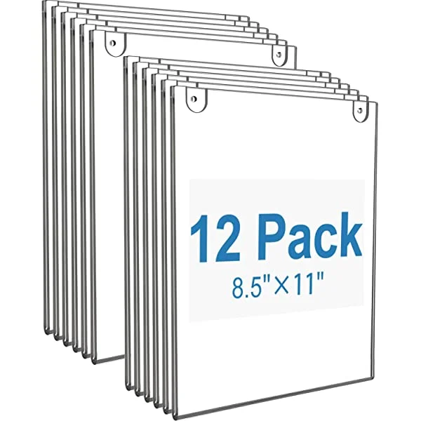 Clear Acrylic Double Sided Sign Holder 8.5 x 14 Vertical/Horizontal with  T Strip, 10-Pack