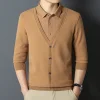 Men's Fake Two Piece Warm Contrast Shirt