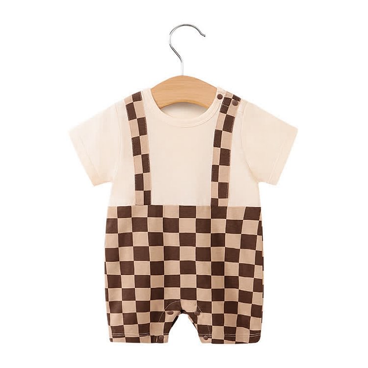 Baby Plaid Splicing Casual Romper