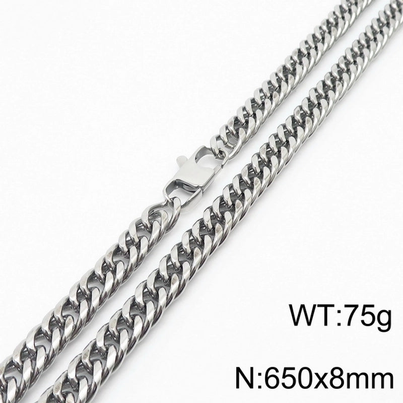 Hip-hop Retro Solid Color Titanium Steel Chain Men’s Necklace