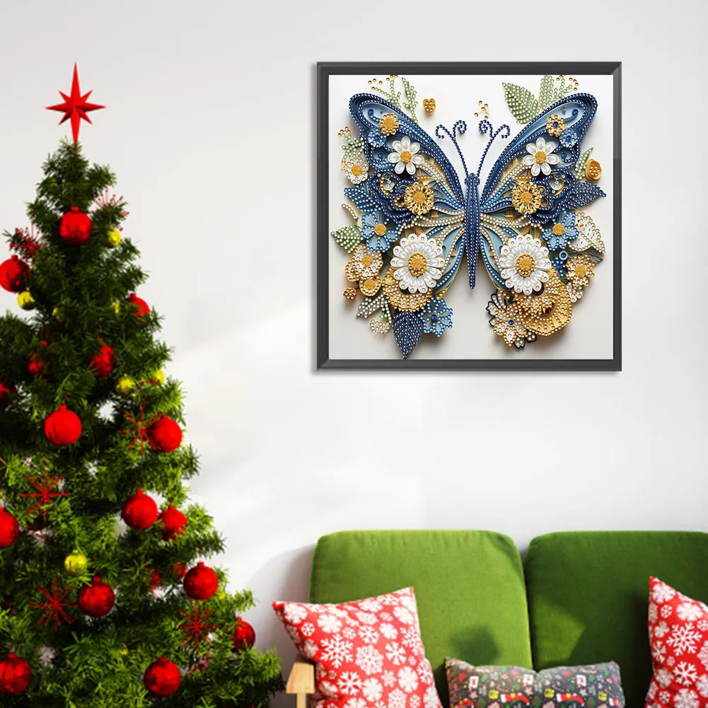 Diamond Painting - Partial Special Shaped Drill - Butterfly(Canvas|30*30cm)
