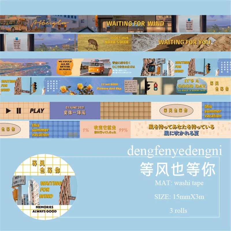 JIANWU 3pcs/set Memories Are Always Beautiful Series Washi Tape Salt Art Retro Photography Collage DIY Decor Stickers Stationery