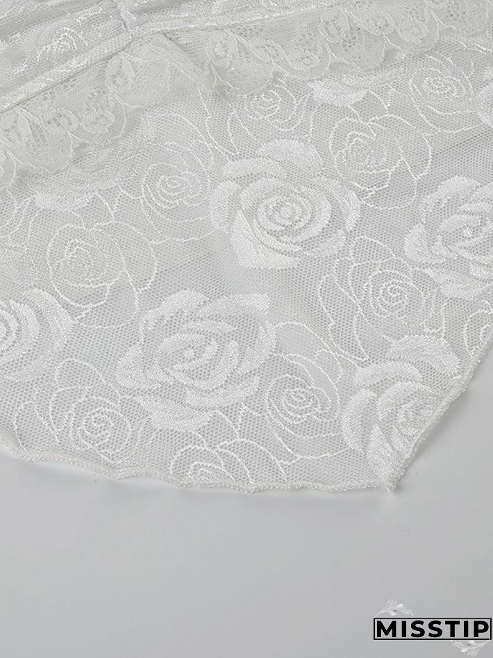 Rose Pattern Lace Cami Tank Top