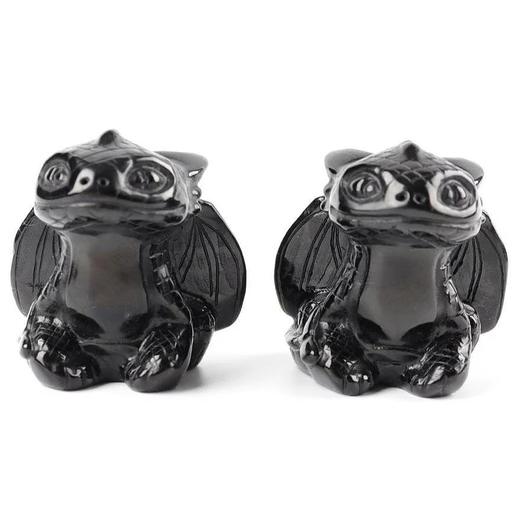 Black Obsidian Crystal Carving Toothless Cartoon Bulk