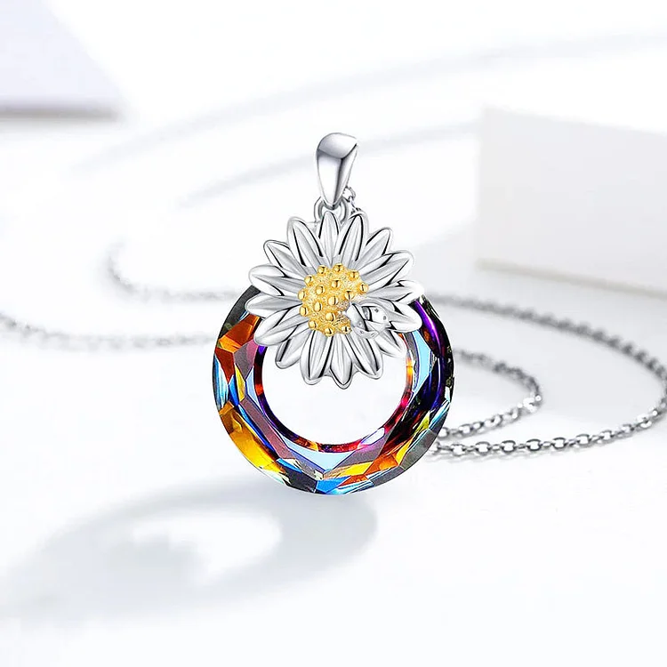 For Friend- S925 A Daisy does not Pretend to be a Rose Colorful Crystal Daisy Necklace