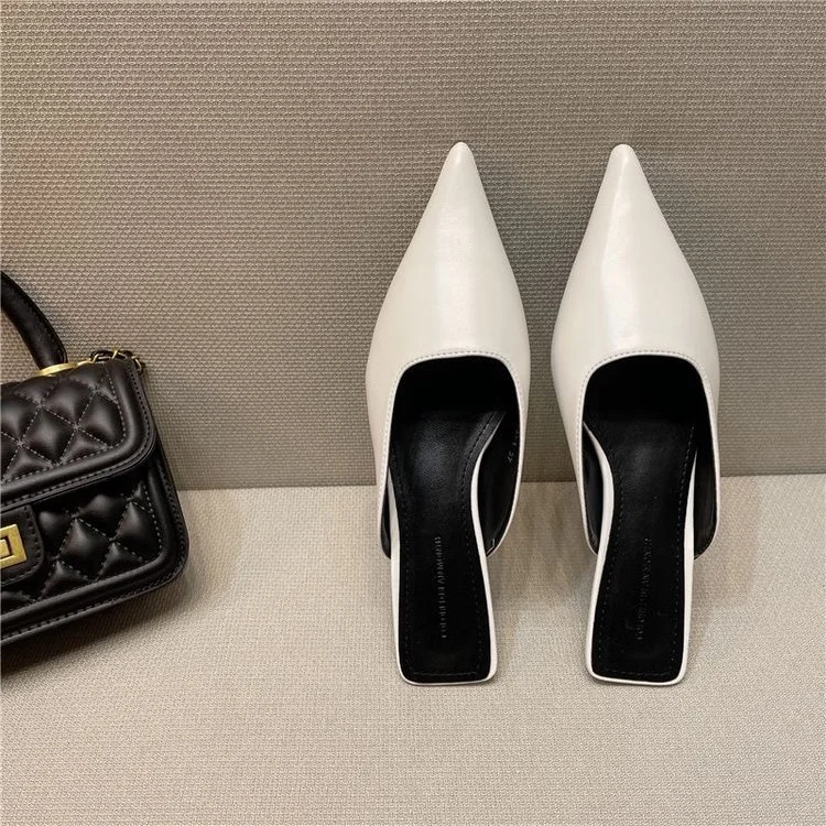 Yyvonne Spring New Temperament Show Thin Pointed Cat And Baotou Cool Slippers Women Wear Fine And Leisure Muller Half Slippers