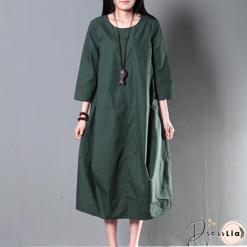 Green plus size cotton sundress summer maxi dresses causal traveling dresses