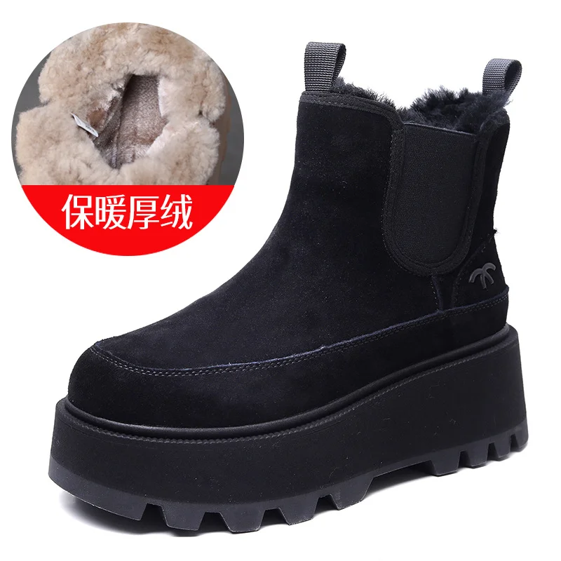 Yyvonne Skin Thick Bottom Pine Ice Boots Women 2025 Winter New Warm Thick Velvet Short Boots Comfortable Leisure Cotton Boots