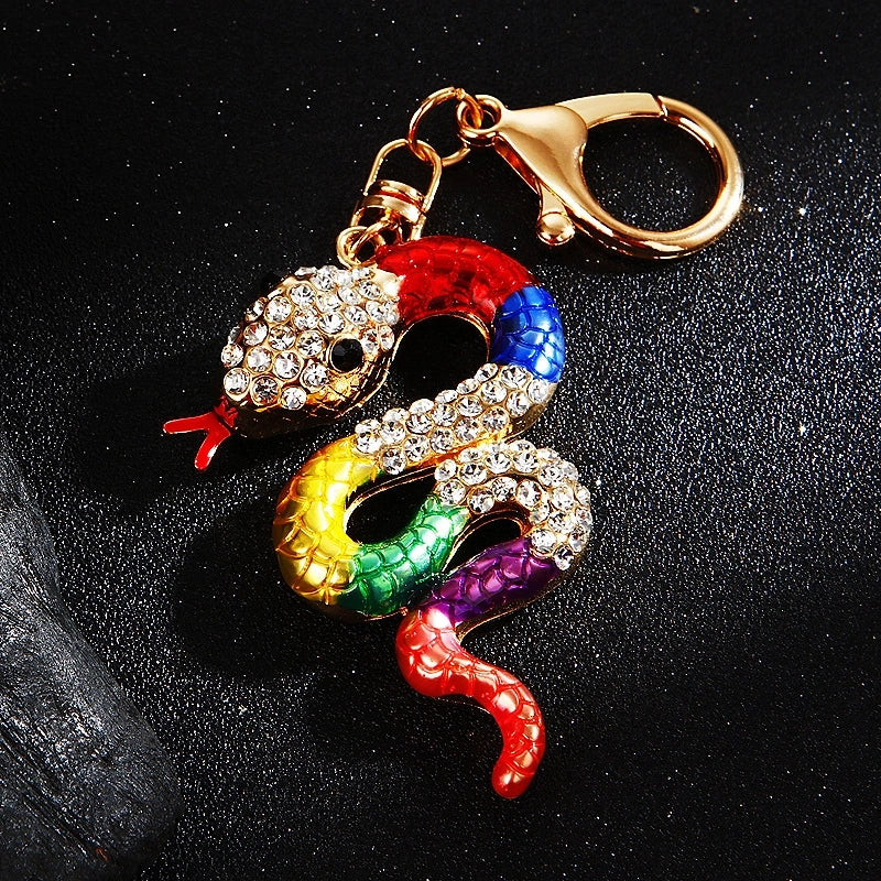Cute Color Block Alloy Inlay Rhinestones Women’s Keychain