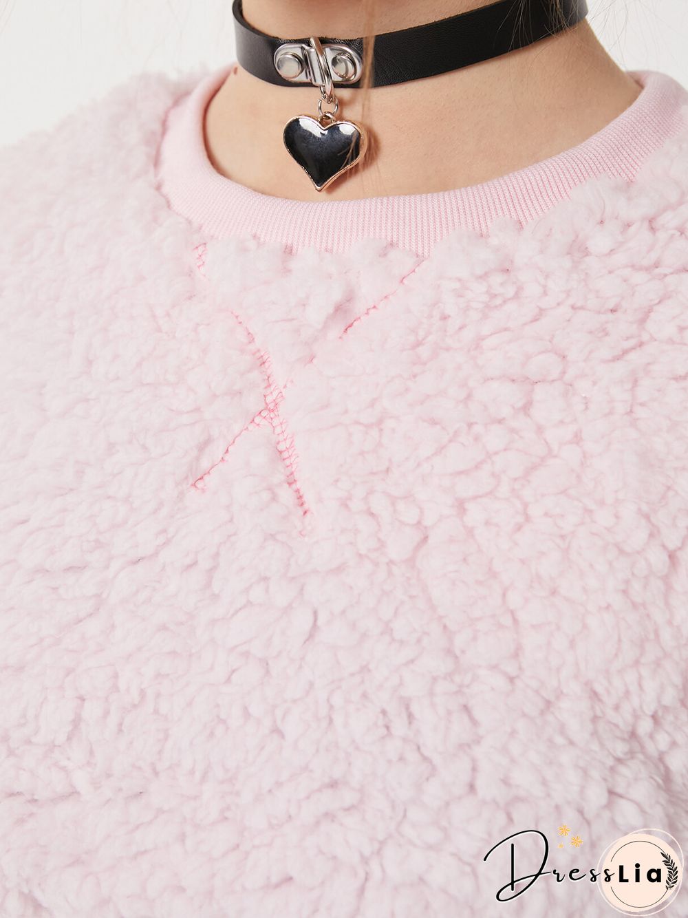 Solid Plush O-neck Casual Sweatshirt