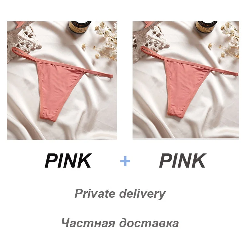 2PCS/Set Sexy Women G-String Underwear Panties Low Waist Panties Female Underpants Cotton Crotch T-back Pantys Thong Lingerie
