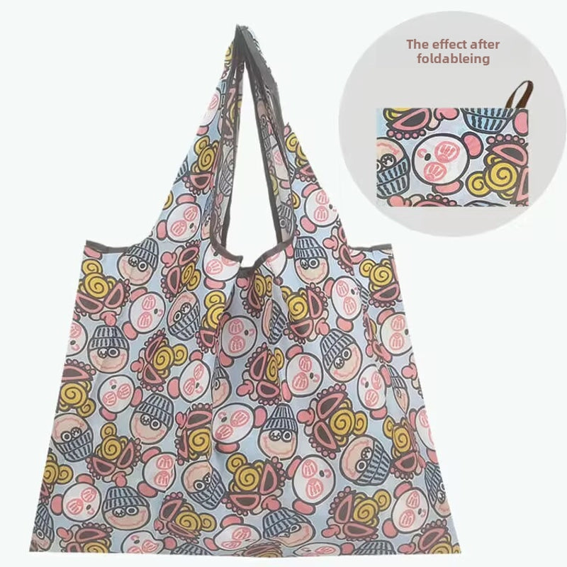 Spot Japanese Printed Environmental Bag Large 210T Supermarket Folding Shopping Bag Thickened Tote Bag Shopping Bag