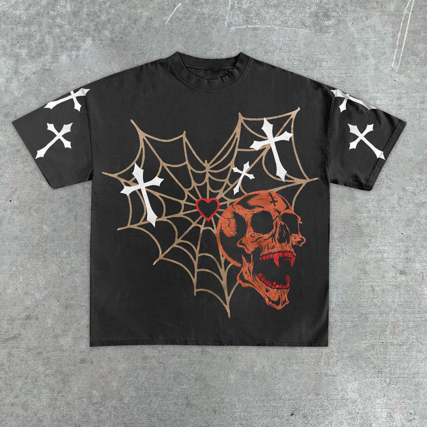 Spider Web Fashion Vintage Short Sleeve T-Shirt