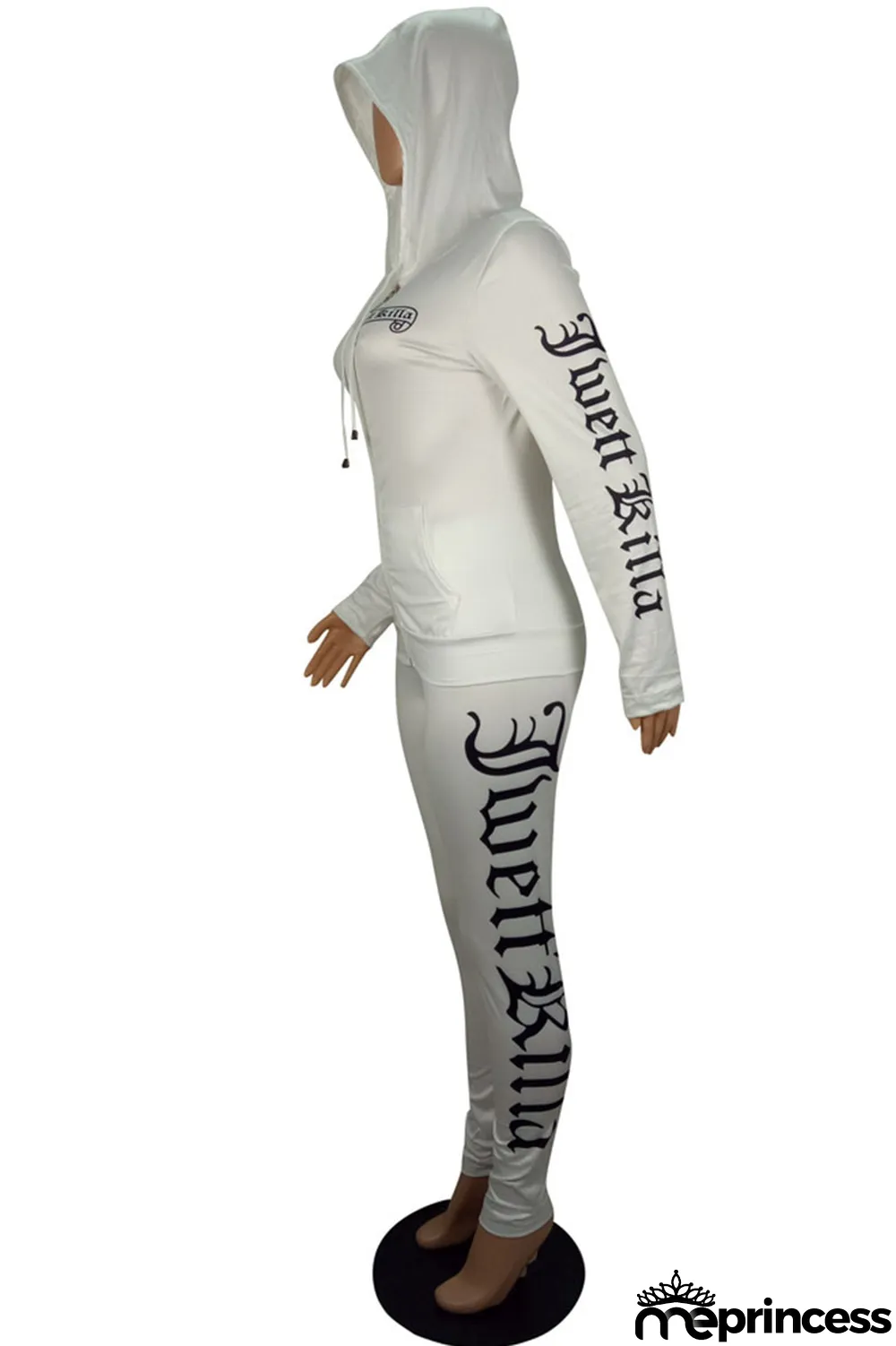 Red Fashion Sportswear Print Split Joint Hooded Collar Long Sleeve Two Pieces