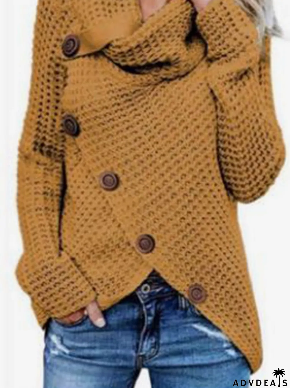 Women's Solid Color Long Sleeve Turtle Neck Tops