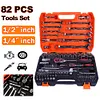 82 PCS Socket Wrench Set Ratchet Wrench Tool Box Kit for Auto Repairing