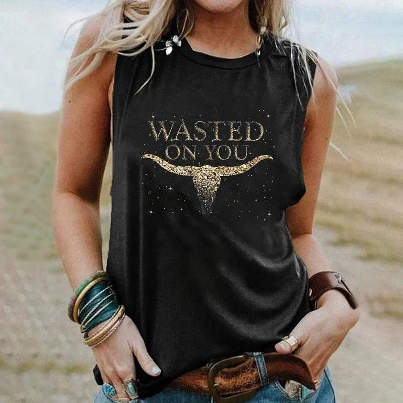 Wasted On You Print Women's Vest
