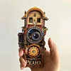 Prague Astronomical Clock Fridge Magnet High-end 3D Gear Rotating Wooden Magnetic Sticker Creative Gift
