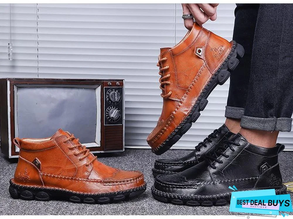 Cow Split Leather Men Boots Comfortable Boots Men Footwear Rubber Ankle Boots Men's Shoes