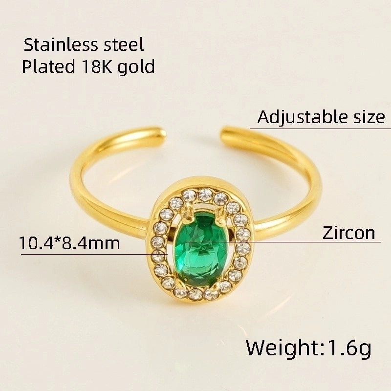 Titanium Steel Minimalist Classic Style Inlay Water Droplets Heart Shape Rhombus Zircon Rings