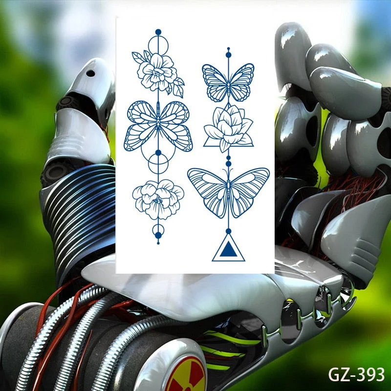 Temporary Tattoo Stickers Love Creative Geometry Totem Juice Ink Lasting Waterproof Sexy Girl Arm Face Neck Realistic Fake Tatoo