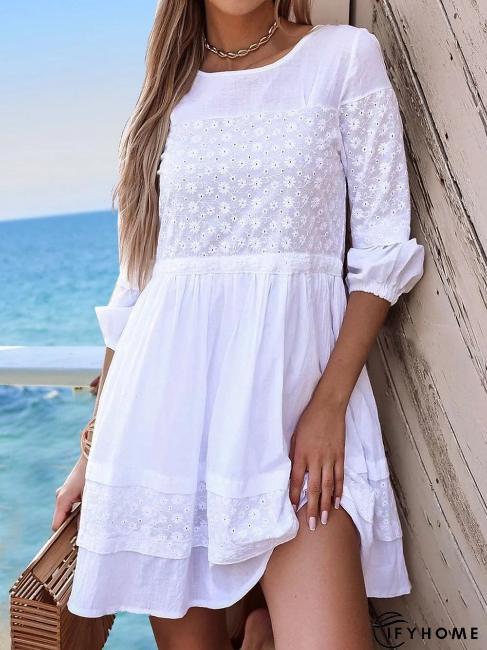 Vacation Plain Loose Crew Neck Dress | IFYHOME