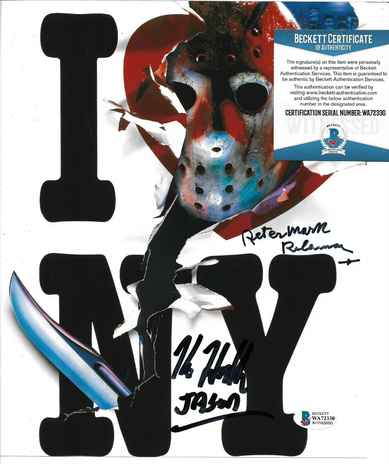 Kane Hodder & Richman Signed 8x10 Photo Poster painting, Jason Takes Manhattan, Beckett BAS COA