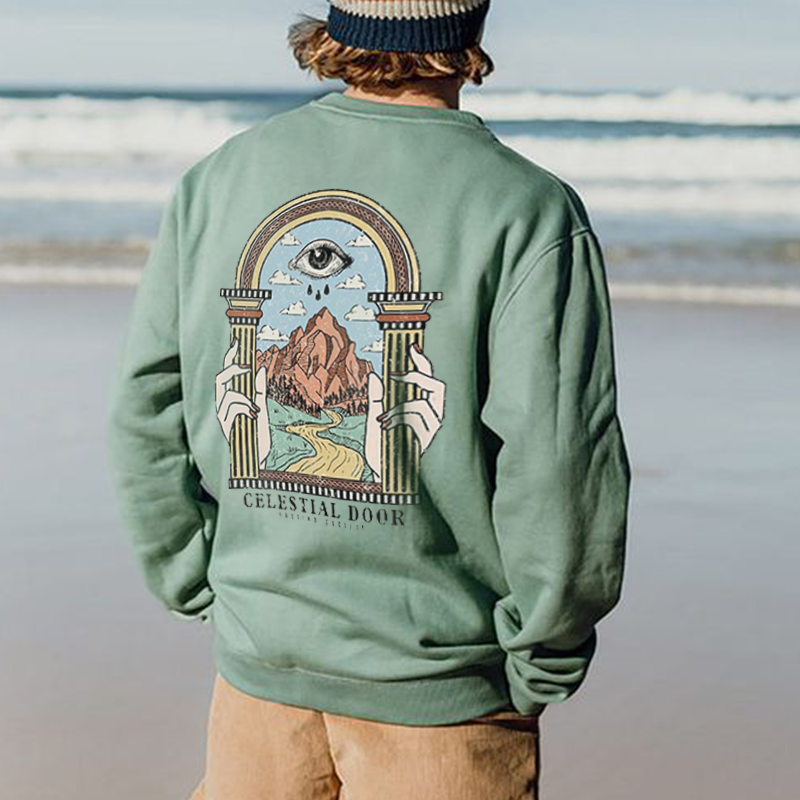Men's Celestial Door Print Sweatshirt / TECHWEAR CLUB / Techwear