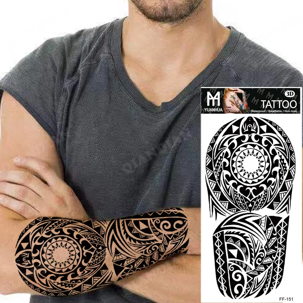 Sdrawing Waterproof Temporary Tattoo Sticker Wolf Lion King Sun Forest Tiger Mechanical Wild Boat Men Body Art Arm Fake Tatoo Women