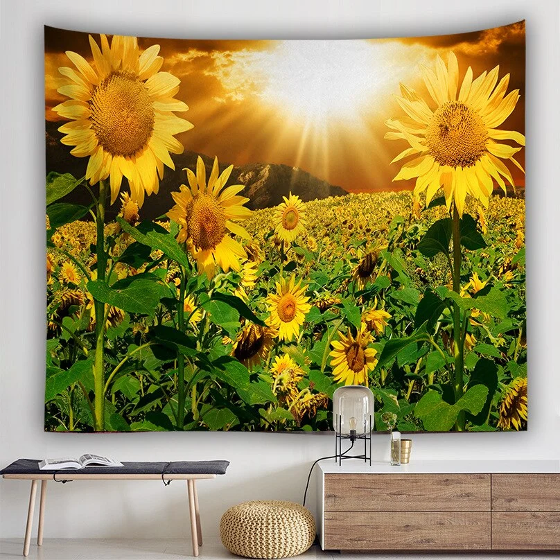 Sunflower Wall Decorative Tapestries Colorful Country Style Hanging Curtain Fabric Multifunctional Cloth for Decor Cloth Craft